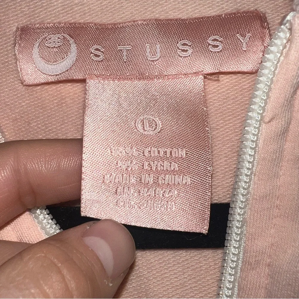 Vintage Stussy Y2K Baby Pink Full Zip Lightweight Jacket Size: Large